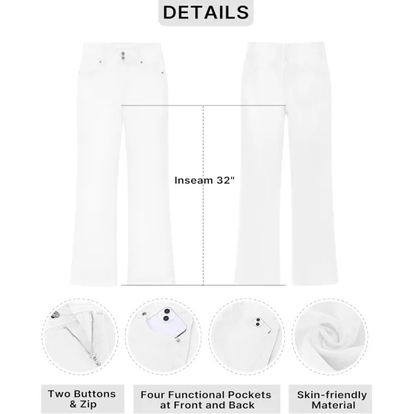 GRAPENT Wide Leg Jeans for Women Trendy High Waisted Flare Stretchy Denim Pants Baggy Dual Button Trouser Jeans PocketsCream White