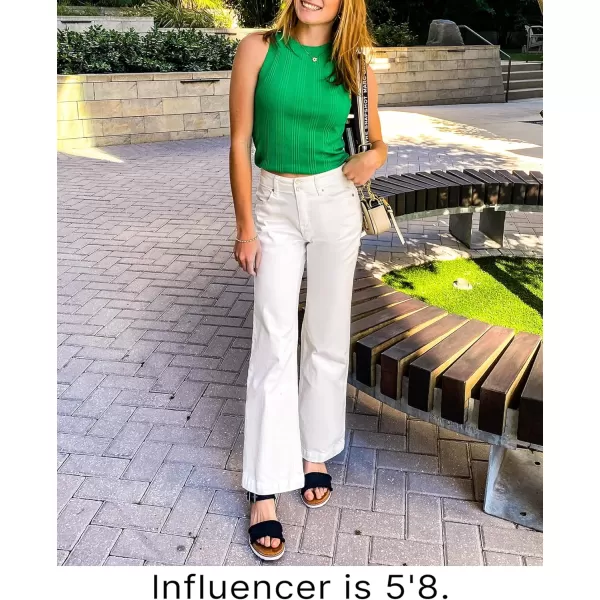 GRAPENT Wide Leg Jeans for Women Trendy High Waisted Flare Stretchy Denim Pants Baggy Dual Button Trouser Jeans PocketsCream White