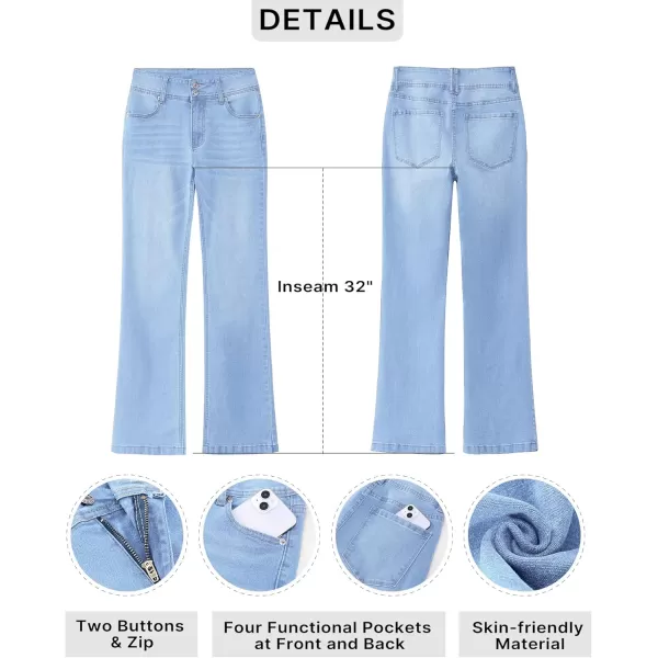 GRAPENT Wide Leg Jeans for Women Trendy High Waisted Flare Stretchy Denim Pants Baggy Dual Button Trouser Jeans PocketsIndigo Medium Blue