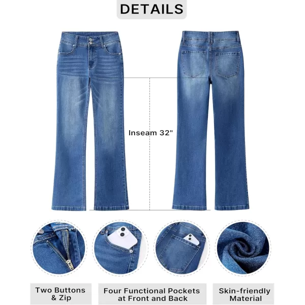 GRAPENT Wide Leg Jeans for Women Trendy High Waisted Flare Stretchy Denim Pants Baggy Dual Button Trouser Jeans PocketsLapis Longing