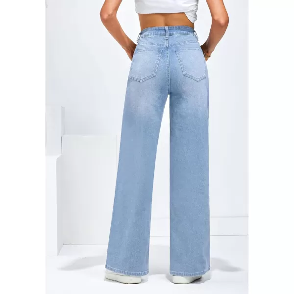 GRAPENT Wide Leg Jeans for Women Trendy High Waisted Stretchy Denim Pants 90s Baggy Jeans Trouser Jeans with PocketsBay Blue