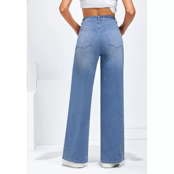 GRAPENT Wide Leg Jeans for Women Trendy High Waisted Stretchy Denim Pants 90s Baggy Jeans Trouser Jeans with PocketsCool Blue
