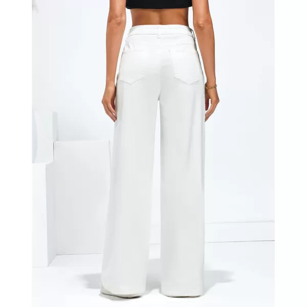 GRAPENT Wide Leg Jeans for Women Trendy High Waisted Stretchy Denim Pants 90s Baggy Jeans Trouser Jeans with PocketsIvory White