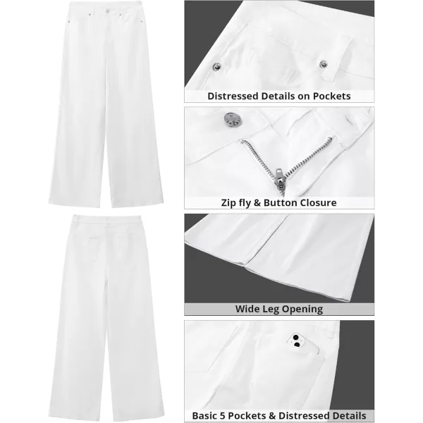 GRAPENT Wide Leg Jeans for Women Trendy High Waisted Stretchy Denim Pants 90s Baggy Jeans Trouser Jeans with PocketsIvory White