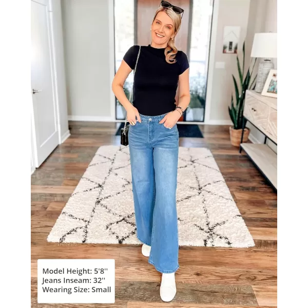 GRAPENT Wide Leg Jeans for Women Trendy High Waisted Stretchy Denim Pants 90s Baggy Jeans Trouser Jeans with PocketsMedium Blue