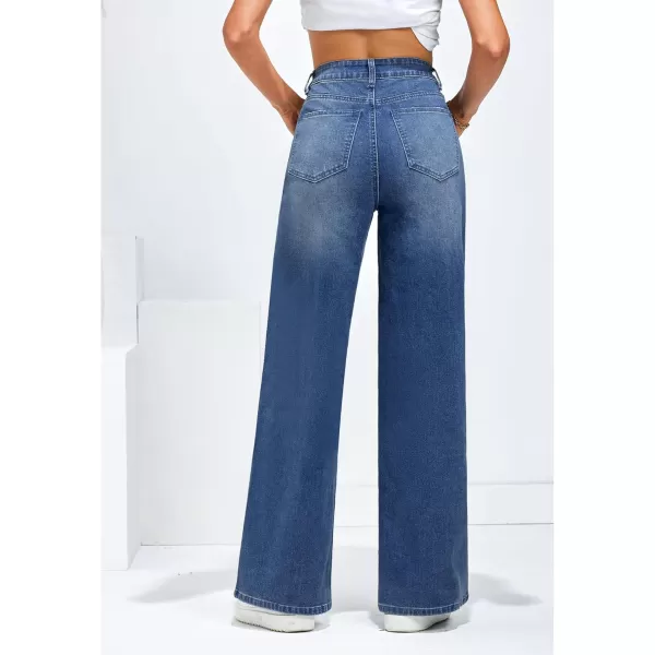 GRAPENT Wide Leg Jeans for Women Trendy High Waisted Stretchy Denim Pants 90s Baggy Jeans Trouser Jeans with PocketsNightfall Blue
