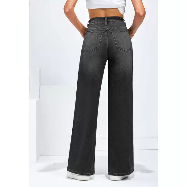 GRAPENT Wide Leg Jeans for Women Trendy High Waisted Stretchy Denim Pants 90s Baggy Jeans Trouser Jeans with PocketsWased Black