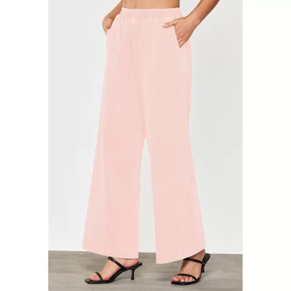 GRAPENT Wide Leg Pants Woman Pull On High Waisted Baggy Straight Leg Colored Jeans Stretch Twill Trouser Pants for WomenBaby Pink