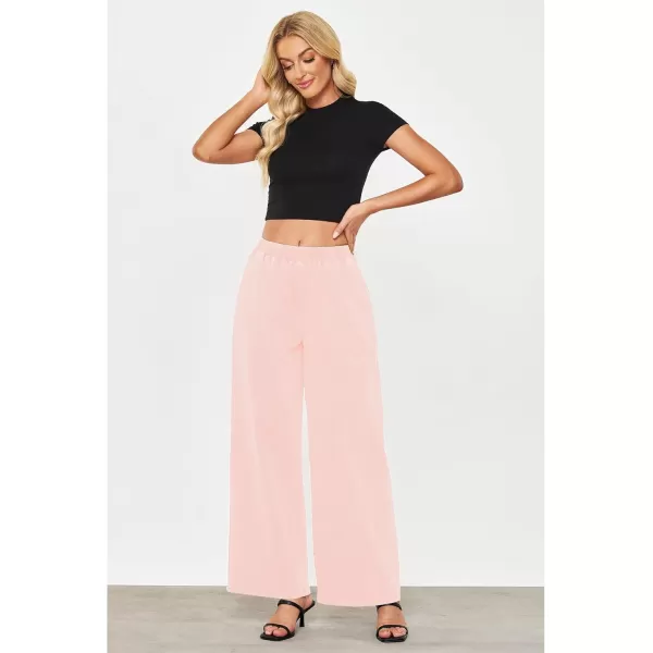 GRAPENT Wide Leg Pants Woman Pull On High Waisted Baggy Straight Leg Colored Jeans Stretch Twill Trouser Pants for WomenBaby Pink