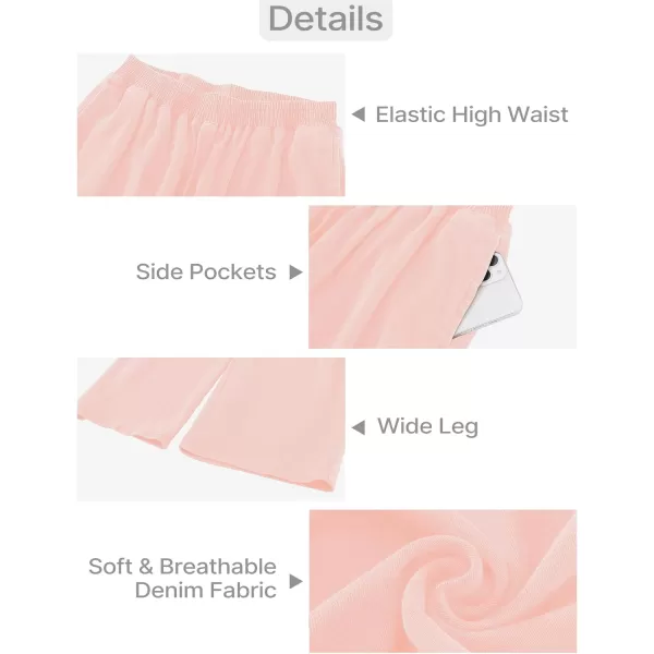GRAPENT Wide Leg Pants Woman Pull On High Waisted Baggy Straight Leg Colored Jeans Stretch Twill Trouser Pants for WomenBaby Pink