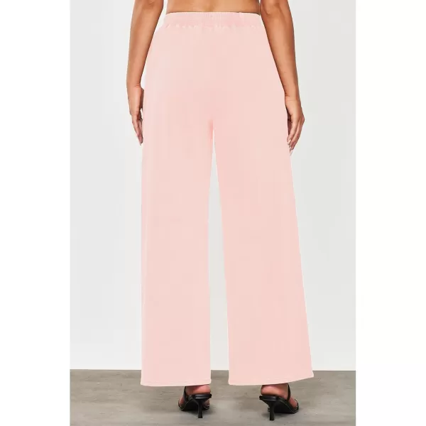 GRAPENT Wide Leg Pants Woman Pull On High Waisted Baggy Straight Leg Colored Jeans Stretch Twill Trouser Pants for WomenBaby Pink