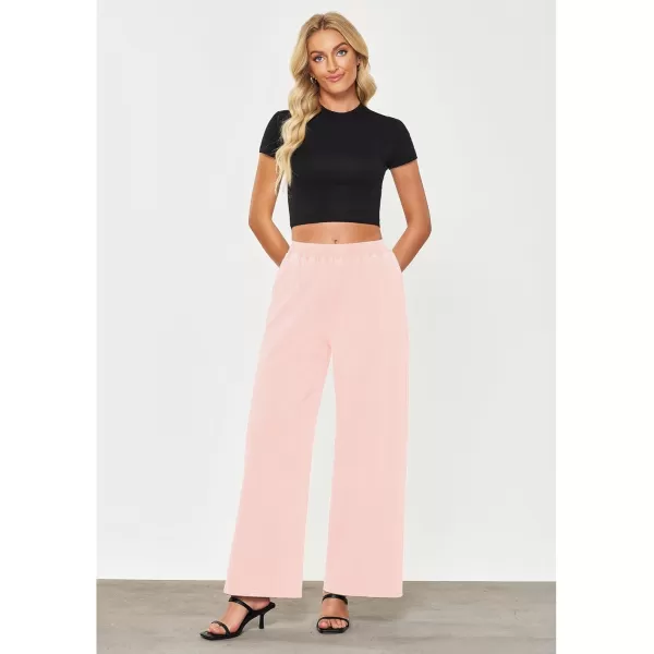 GRAPENT Wide Leg Pants Woman Pull On High Waisted Baggy Straight Leg Colored Jeans Stretch Twill Trouser Pants for WomenBaby Pink