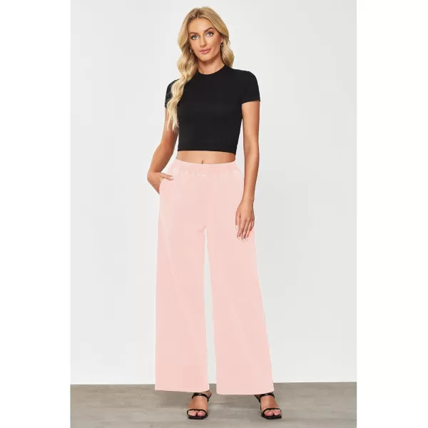 GRAPENT Wide Leg Pants Woman Pull On High Waisted Baggy Straight Leg Colored Jeans Stretch Twill Trouser Pants for WomenBaby Pink