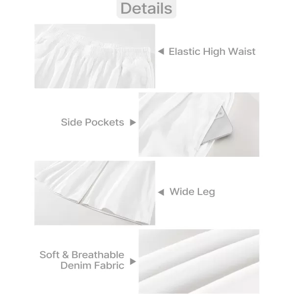 GRAPENT Wide Leg Pants Woman Pull On High Waisted Baggy Straight Leg Colored Jeans Stretch Twill Trouser Pants for WomenWhite