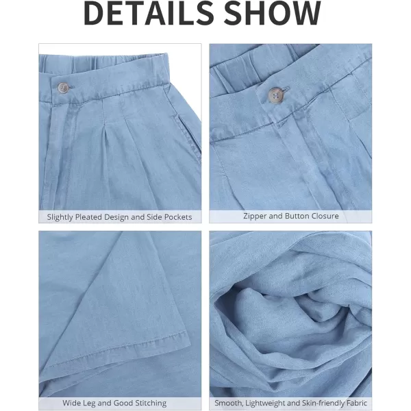 GRAPENT Wide Leg Pants for Women High Waisted Jeans Palazzo Pants Lightweight Summer Beach Flowy Trousers Y2KAir Blue