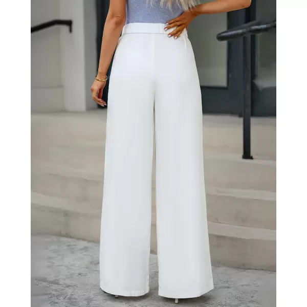 GRAPENT Wide Leg Pants for Women High Waisted Jeans Palazzo Pants Lightweight Summer Beach Flowy Trousers Y2KBrilliant White
