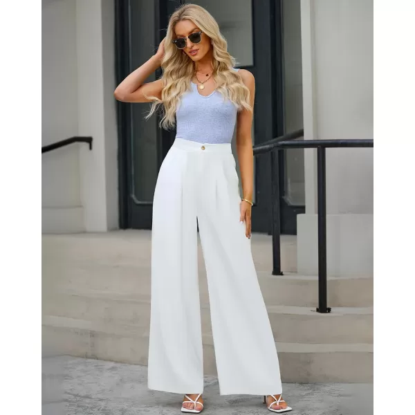GRAPENT Wide Leg Pants for Women High Waisted Jeans Palazzo Pants Lightweight Summer Beach Flowy Trousers Y2KBrilliant White