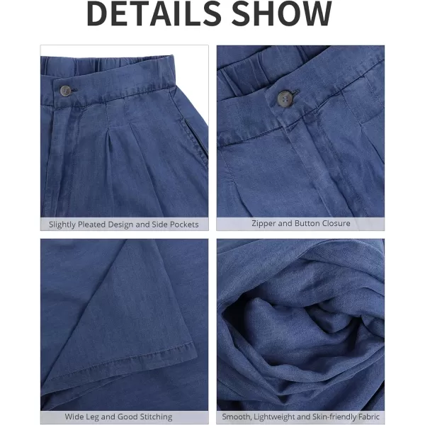 GRAPENT Wide Leg Pants for Women High Waisted Jeans Palazzo Pants Lightweight Summer Beach Flowy Trousers Y2KClassic Blue