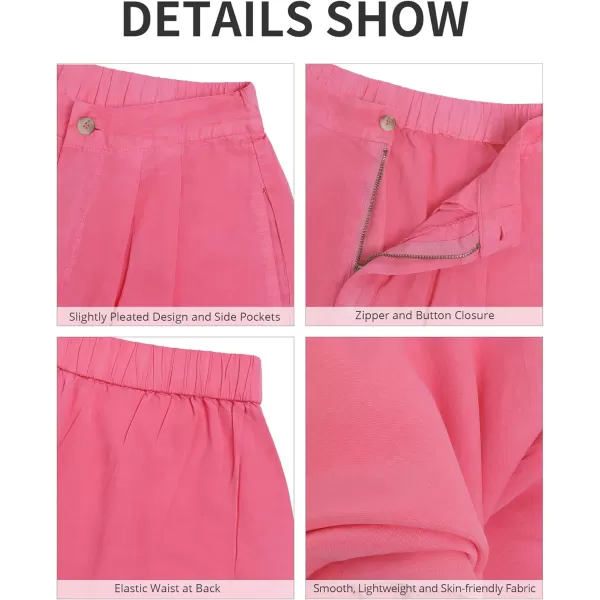 GRAPENT Wide Leg Pants for Women High Waisted Jeans Palazzo Pants Lightweight Summer Beach Flowy Trousers Y2KHot Pink