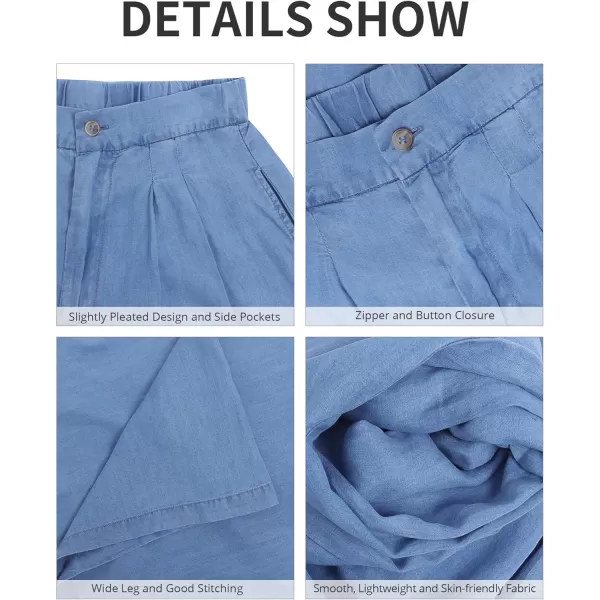 GRAPENT Wide Leg Pants for Women High Waisted Jeans Palazzo Pants Lightweight Summer Beach Flowy Trousers Y2KMedium Blue