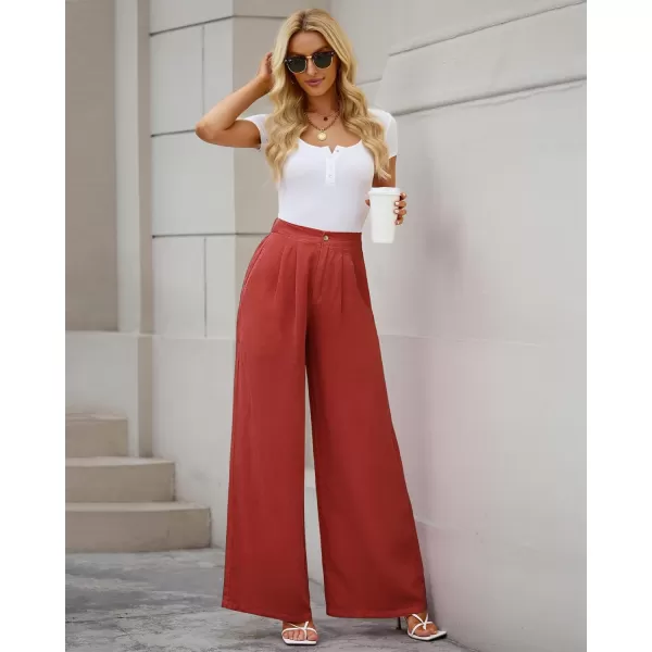 GRAPENT Wide Leg Pants for Women High Waisted Jeans Palazzo Pants Lightweight Summer Beach Flowy Trousers Y2KRuby Wine