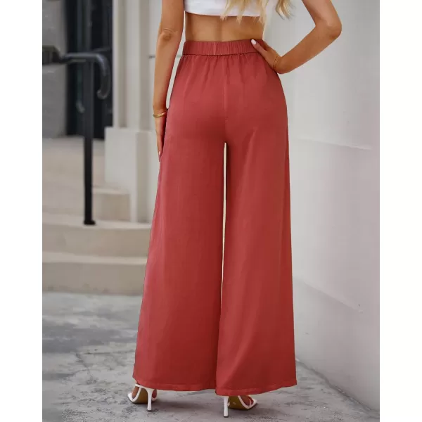 GRAPENT Wide Leg Pants for Women High Waisted Jeans Palazzo Pants Lightweight Summer Beach Flowy Trousers Y2KRuby Wine