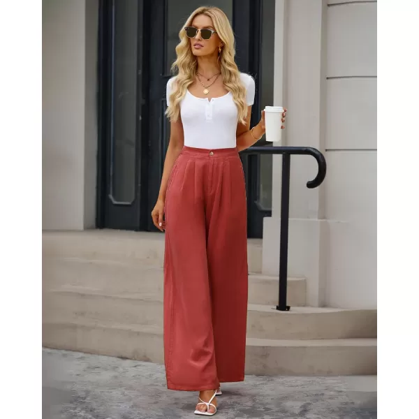 GRAPENT Wide Leg Pants for Women High Waisted Jeans Palazzo Pants Lightweight Summer Beach Flowy Trousers Y2KRuby Wine