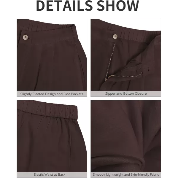 GRAPENT Wide Leg Pants for Women High Waisted Jeans Palazzo Pants Lightweight Summer Beach Flowy Trousers Y2KRustic Brown