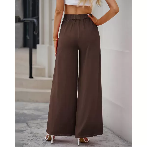 GRAPENT Wide Leg Pants for Women High Waisted Jeans Palazzo Pants Lightweight Summer Beach Flowy Trousers Y2KRustic Brown