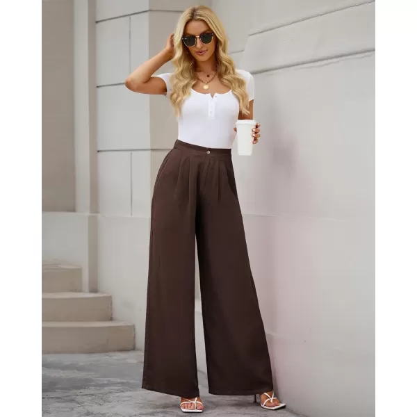 GRAPENT Wide Leg Pants for Women High Waisted Jeans Palazzo Pants Lightweight Summer Beach Flowy Trousers Y2KRustic Brown