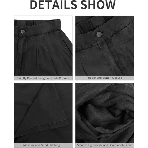 GRAPENT Wide Leg Pants for Women High Waisted Jeans Palazzo Pants Lightweight Summer Beach Flowy Trousers Y2KSoft Black