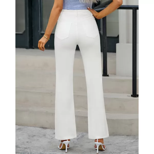 GRAPENT Womens Flare Jeans High Waisted Wide Leg Baggy Jean for Women Split Hem Stretch Denim PantsBrilliant White
