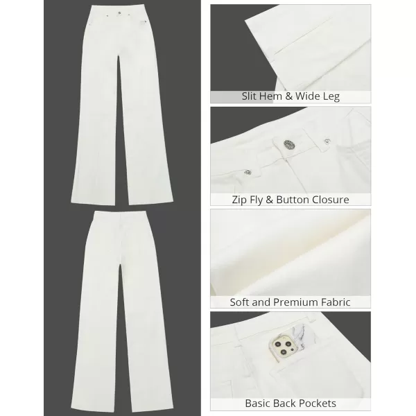 GRAPENT Womens Flare Jeans High Waisted Wide Leg Baggy Jean for Women Split Hem Stretch Denim PantsBrilliant White