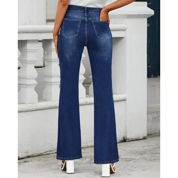 GRAPENT Womens Flare Jeans High Waisted Wide Leg Baggy Jean for Women Split Hem Stretch Denim PantsNightfall Blue