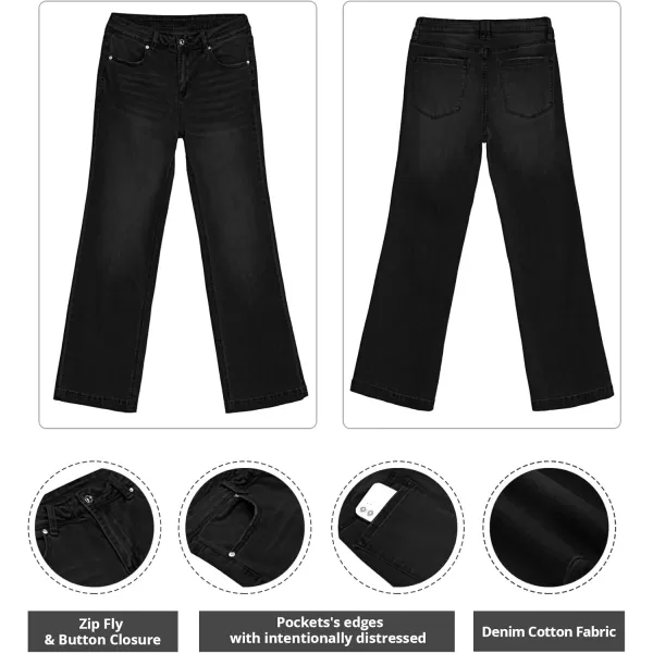 GRAPENT Womens Flare Jeans High Waisted Wide Leg Baggy Jean for Women Stretch Denim PantsAlways Black