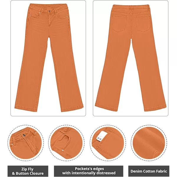 GRAPENT Womens Flare Jeans High Waisted Wide Leg Baggy Jean for Women Stretch Denim PantsBurnt Orange