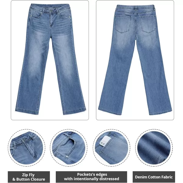 GRAPENT Womens Flare Jeans High Waisted Wide Leg Baggy Jean for Women Stretch Denim PantsCool Classic