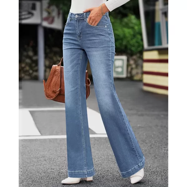 GRAPENT Womens Flare Jeans High Waisted Wide Leg Baggy Jean for Women Stretch Denim PantsCool Classic