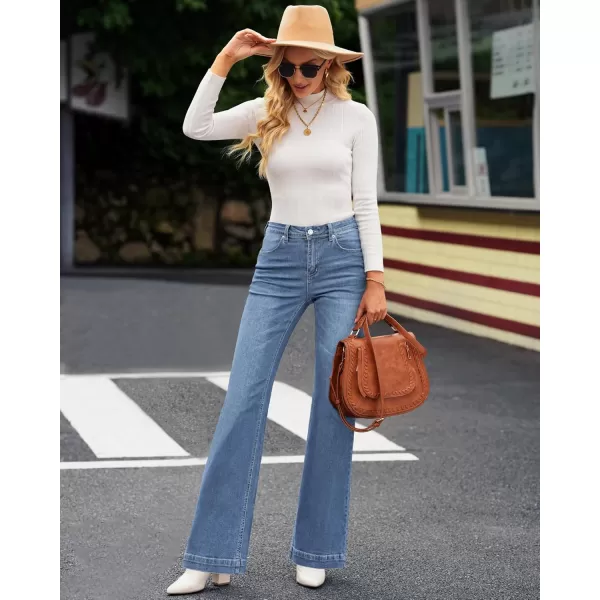 GRAPENT Womens Flare Jeans High Waisted Wide Leg Baggy Jean for Women Stretch Denim PantsCool Classic