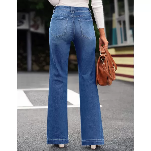 GRAPENT Womens Flare Jeans High Waisted Wide Leg Baggy Jean for Women Stretch Denim PantsLapis Longing