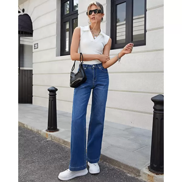 GRAPENT Womens Flare Jeans High Waisted Wide Leg Baggy Jean for Women Stretch Denim PantsLapis Longing