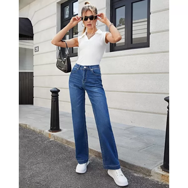 GRAPENT Womens Flare Jeans High Waisted Wide Leg Baggy Jean for Women Stretch Denim PantsLapis Longing