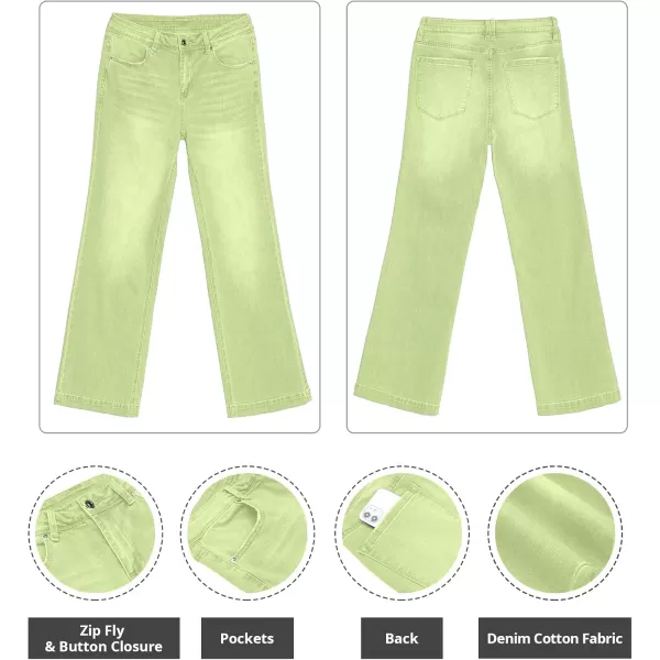 GRAPENT Womens Flare Jeans High Waisted Wide Leg Baggy Jean for Women Stretch Denim PantsLettuce Green