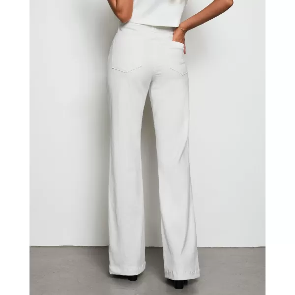 GRAPENT Womens Flare Jeans High Waisted Wide Leg Baggy Jean for Women Stretch Denim PantsLong Cream White