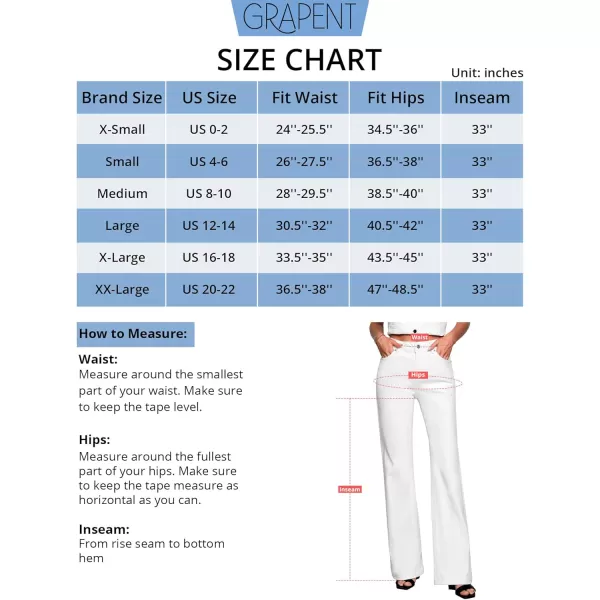 GRAPENT Womens Flare Jeans High Waisted Wide Leg Baggy Jean for Women Stretch Denim PantsLong Cream White