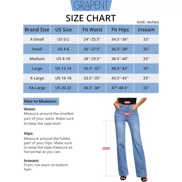 GRAPENT Womens Flare Jeans High Waisted Wide Leg Baggy Jean for Women Stretch Denim PantsLong Indigo Medium Blue