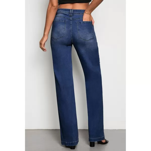 GRAPENT Womens Flare Jeans High Waisted Wide Leg Baggy Jean for Women Stretch Denim PantsLong Indigo Skyblue