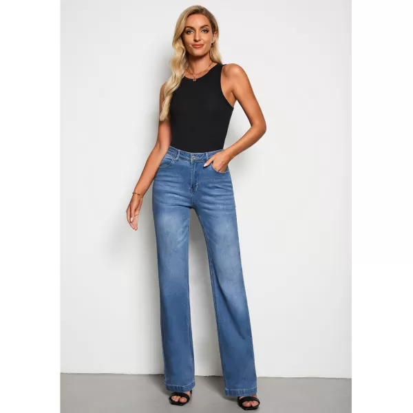 GRAPENT Womens Flare Jeans High Waisted Wide Leg Baggy Jean for Women Stretch Denim PantsLong Lapis Longing