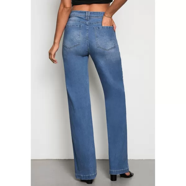 GRAPENT Womens Flare Jeans High Waisted Wide Leg Baggy Jean for Women Stretch Denim PantsLong Lapis Longing