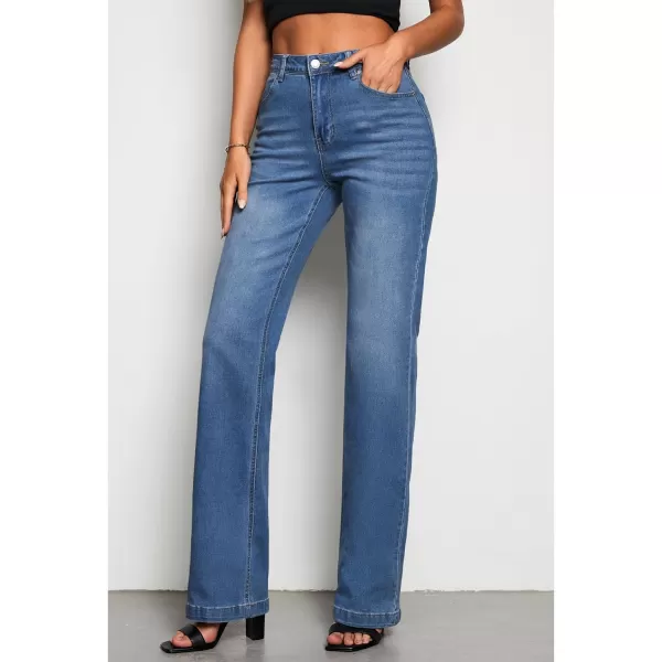GRAPENT Womens Flare Jeans High Waisted Wide Leg Baggy Jean for Women Stretch Denim PantsLong Lapis Longing